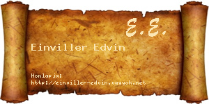 Einviller Edvin névjegykártya